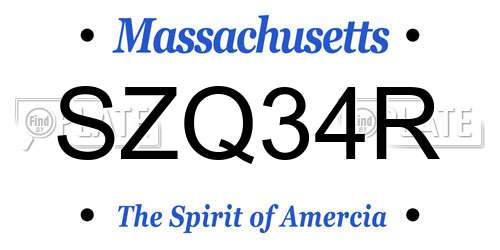 SZQ34R Massachusetts License Plate