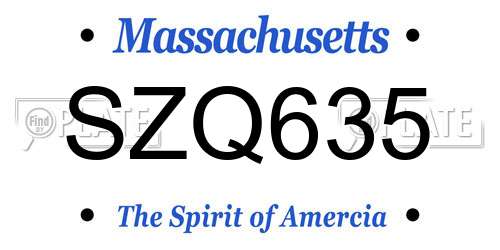 SZQ635 Massachusetts License Plate
