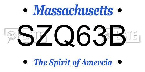 SZQ63B Massachusetts License Plate