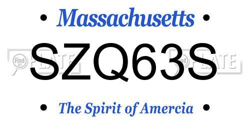 SZQ63S Massachusetts License Plate