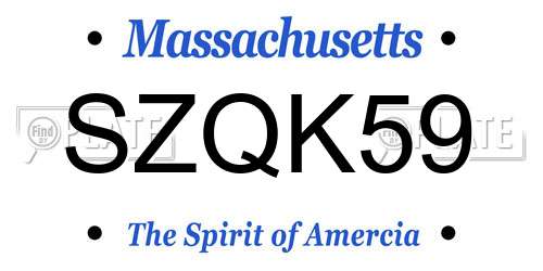 SZQK59 Massachusetts License Plate