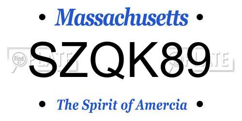 SZQK89 Massachusetts License Plate