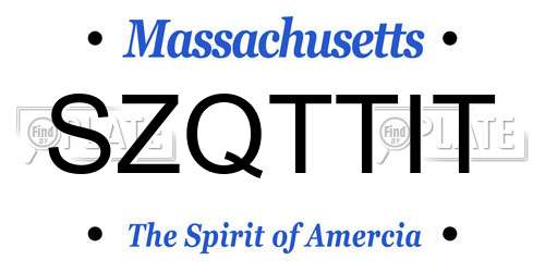 SZQTTIT Massachusetts License Plate