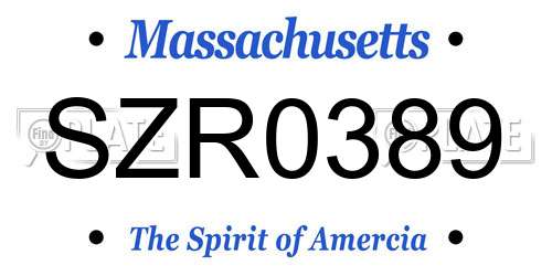 SZR0389 Massachusetts License Plate
