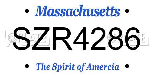 SZR4286 Massachusetts License Plate