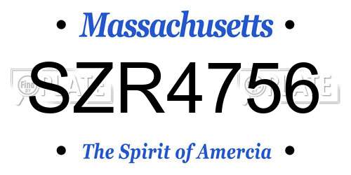 SZR4756 Massachusetts License Plate