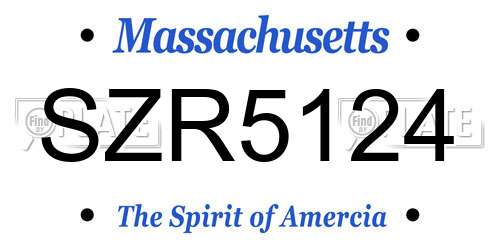 SZR5124 Massachusetts License Plate