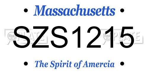 SZS1215 Massachusetts License Plate