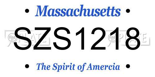 SZS1218 Massachusetts License Plate