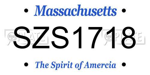 SZS1718 Massachusetts License Plate