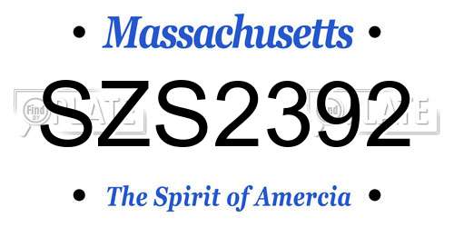 SZS2392 Massachusetts License Plate