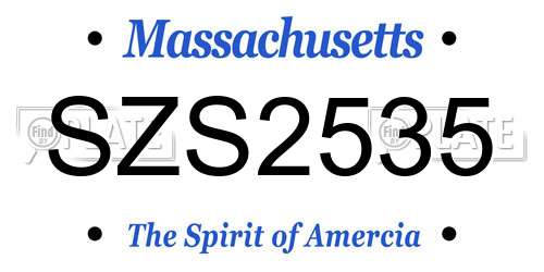 SZS2535 Massachusetts License Plate