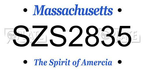 SZS2835 Massachusetts License Plate