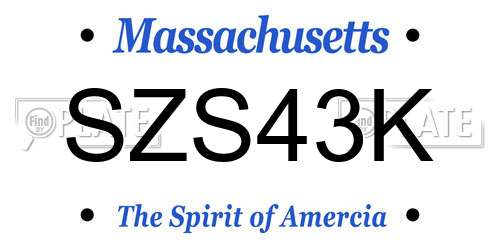 SZS43K Massachusetts License Plate
