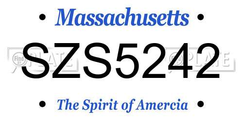 SZS5242 Massachusetts License Plate