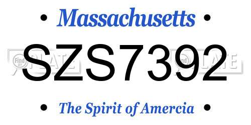 SZS7392 Massachusetts License Plate