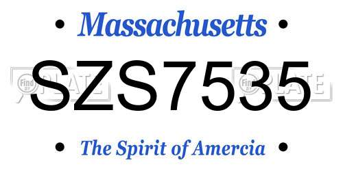 SZS7535 Massachusetts License Plate