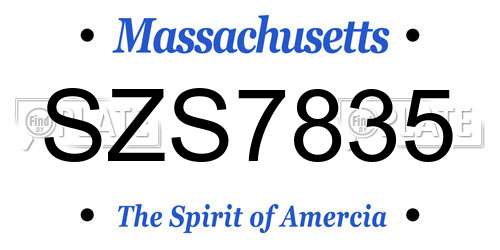 SZS7835 Massachusetts License Plate