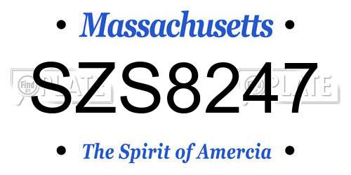 SZS8247 Massachusetts License Plate