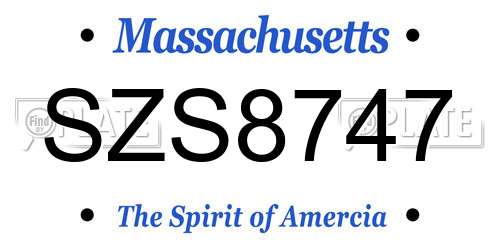 SZS8747 Massachusetts License Plate