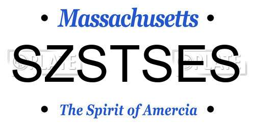 SZSTSES Massachusetts License Plate