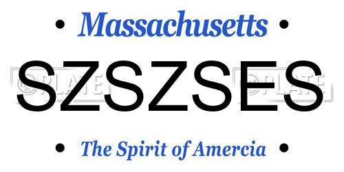 SZSZSES Massachusetts License Plate