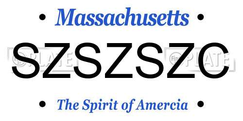 SZSZSZC Massachusetts License Plate