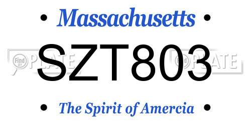 SZT803 Massachusetts License Plate