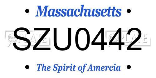SZU0442 Massachusetts License Plate