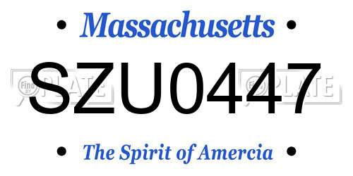 SZU0447 Massachusetts License Plate