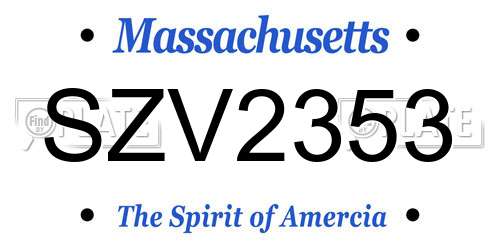 SZV2353 Massachusetts License Plate
