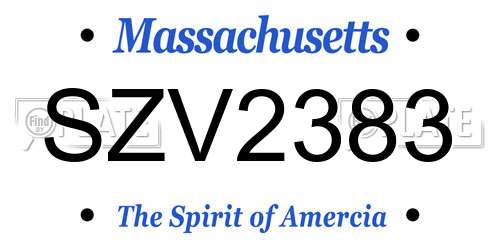 SZV2383 Massachusetts License Plate