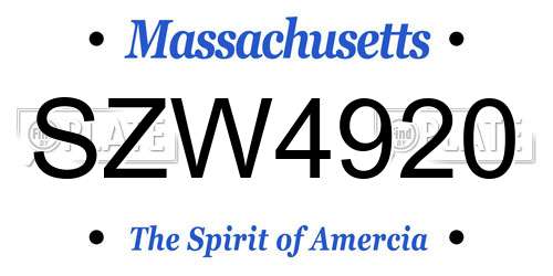 SZW4920 Massachusetts License Plate