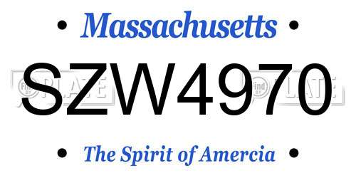 SZW4970 Massachusetts License Plate
