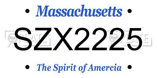 SZX2225 Massachusetts License Plate
