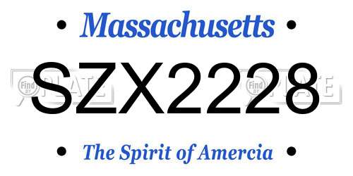 SZX2228 Massachusetts License Plate