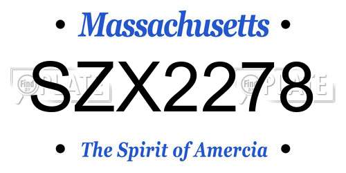 SZX2278 Massachusetts License Plate