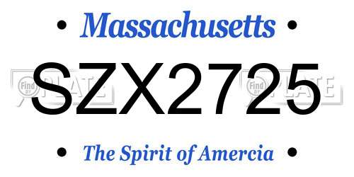 SZX2725 Massachusetts License Plate