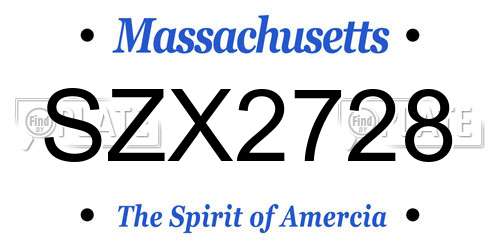 SZX2728 Massachusetts License Plate