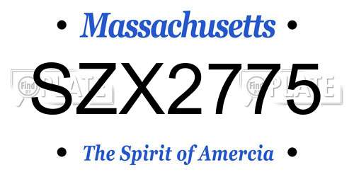 SZX2775 Massachusetts License Plate