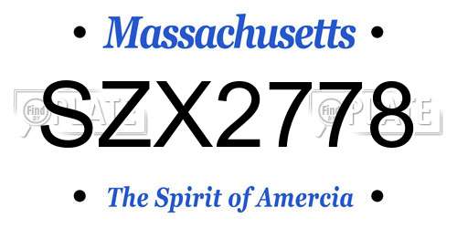 SZX2778 Massachusetts License Plate