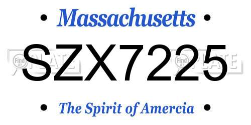 SZX7225 Massachusetts License Plate