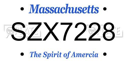 SZX7228 Massachusetts License Plate