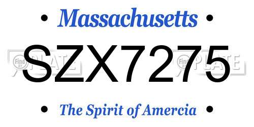 SZX7275 Massachusetts License Plate