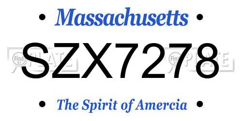 SZX7278 Massachusetts License Plate