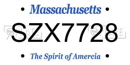 SZX7728 Massachusetts License Plate