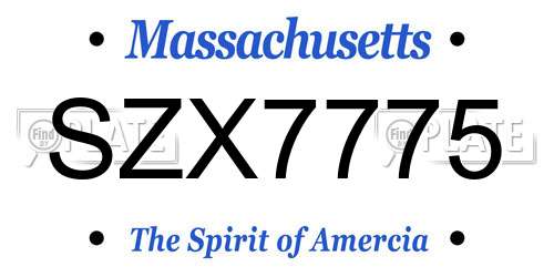 SZX7775 Massachusetts License Plate