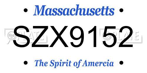 SZX9152 Massachusetts License Plate
