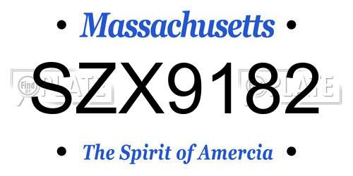 SZX9182 Massachusetts License Plate