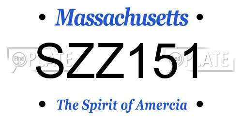 SZZ151 Massachusetts License Plate